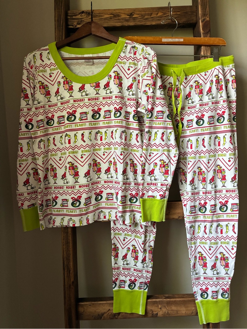 Hanna Andersson Adult Long John Grinch Christmas Pajama Set Organic Cotton Sz L